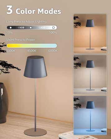 LED настільна лампа FUYO 2 шт. в наборі, акумуляторна, USB-C, сенсорне керування, регулювання яскравості, 2700K-6000K, 3 кольори, для дому та вулиці (чорний)