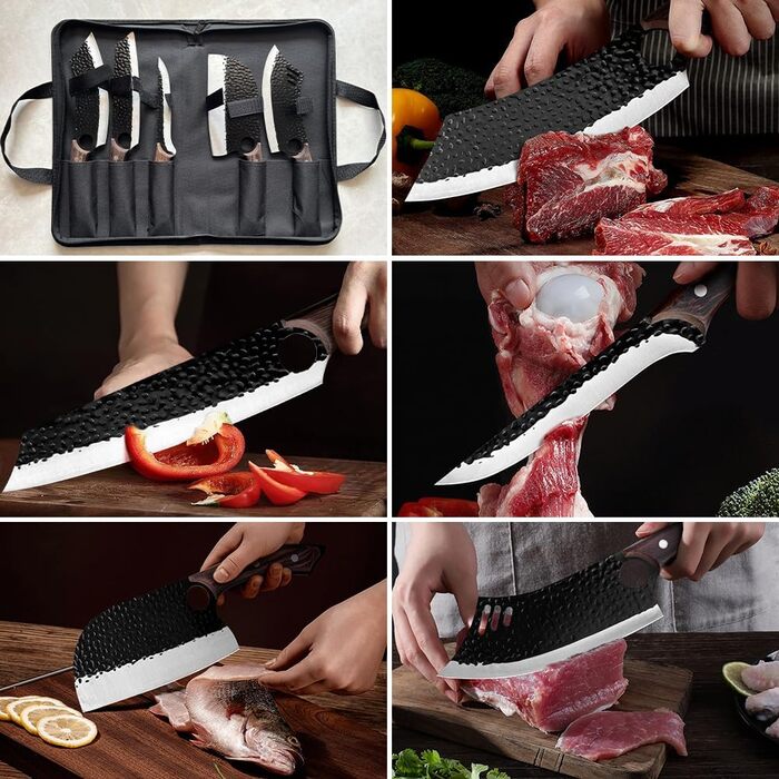 Набір кухонних ножів 2 шт. ручної роботи з піхвою - професійний ніж шеф-кухаря, для нарізки, японський гострий ніж для дому