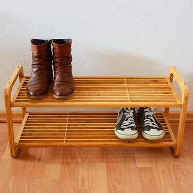 Двоярусна бамбукова полиця для взуття Relaxdays, 33x75x33 см, до 6 пар взуття