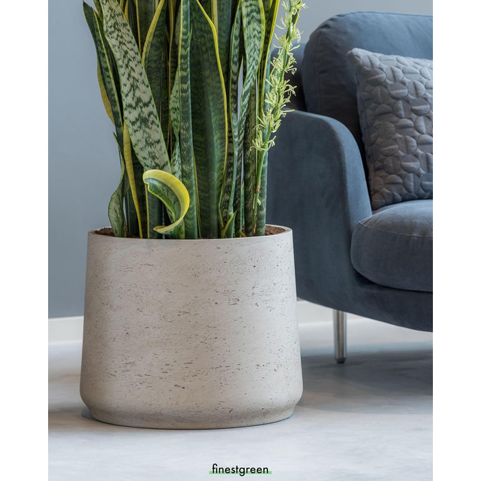 Вазон Patt Pflanzgefäß Grau L: сірий вазон з бетону для дому та саду, морозостійкий, UV-стійкий, Ø20 см, 16x16.5 см