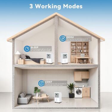 Електричний осушувач повітря 16л/24г з цифровим дисплеєм вологості, таймером 24г, безперервною подачею води, для квартири/підвалу, 16л/24г, 35㎡