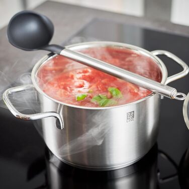 Набір каструль RÖSLE Basic Line 4 шт. з нержавіючої сталі 18/10, склокришки та зручним краєм, індукційне дно, придатний для миття в посудомийній машині, сріблястий/чорний