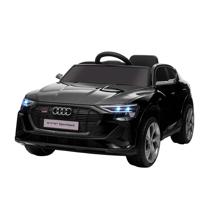 Електромобіль HOMCOM Audi e-tron 12V для дітей 3-5 років. Реалістичний дизайн, дистанційне керування, безпечний ремінь, музика (MP3/USB/TF), швидкість до 3-5 км/год. Чорний колір.
