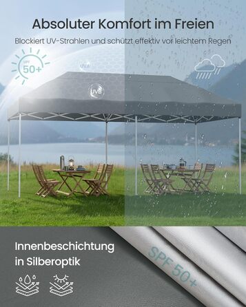 Павільйон SONGMICS 3x3 м, садовий, для відпочинку та заходів, сірий, з 6 боковинами