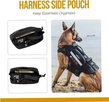 Сумка для корму OneTigris для собак 2 шт., велика космічна сумка для корму MOLLE для дресирування собак зі світловідбиваючими смужками підходить для тактичної дресирування собак, вигулу собак (чорний)