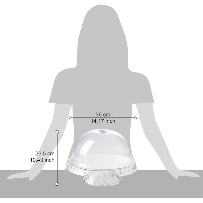Форма для випічки Omada Design Linea Diamond з акрилу, діаметром 36 см, з кришкою та підставкою для фруктів/випічки, Made in Italy