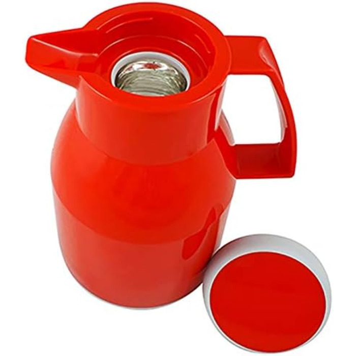 Термос Wash Thermoskanne 1L, 6 годин, червоний: зберігає напої гарячими та холодними, щільний кришка, для миття в посудомийній машині, подвійні стінки