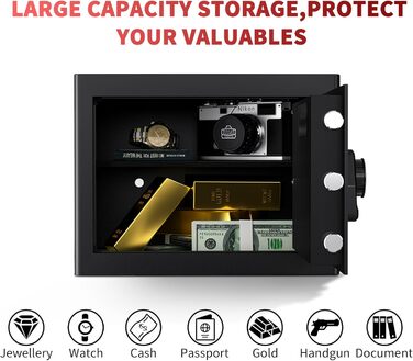 KABISAFE 25L сейф для дому: меблевий сейф з цифровим замком, полиця та сигналізація. Зберігайте цінні речі, гроші та документи безпечно.