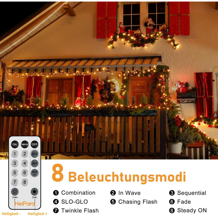 Гірлянда світлодіодна 40м, 400 LED, для прикраси ялинки та декору, вологостійка, з пультом, таймером, димуванням, теплий білий колір, для дому та саду