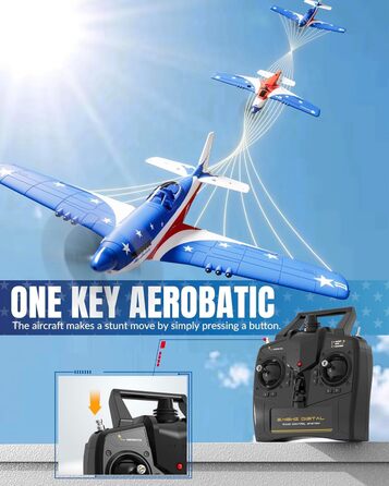 Літак на радіокеруванні VolantexRC 761-5 P-51 Mustang RTF 4-канальний, з Xpilot стабілізацією, для початківців, готовий до польоту