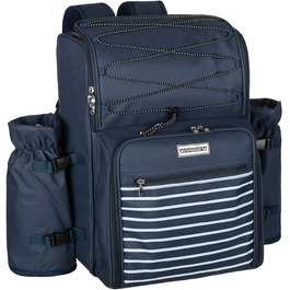 Рюкзак для пікніка Andora на 4 особи з інтегрованою сумкою-холодильником, зелений, з аксесуарами (темно-синій, білий)