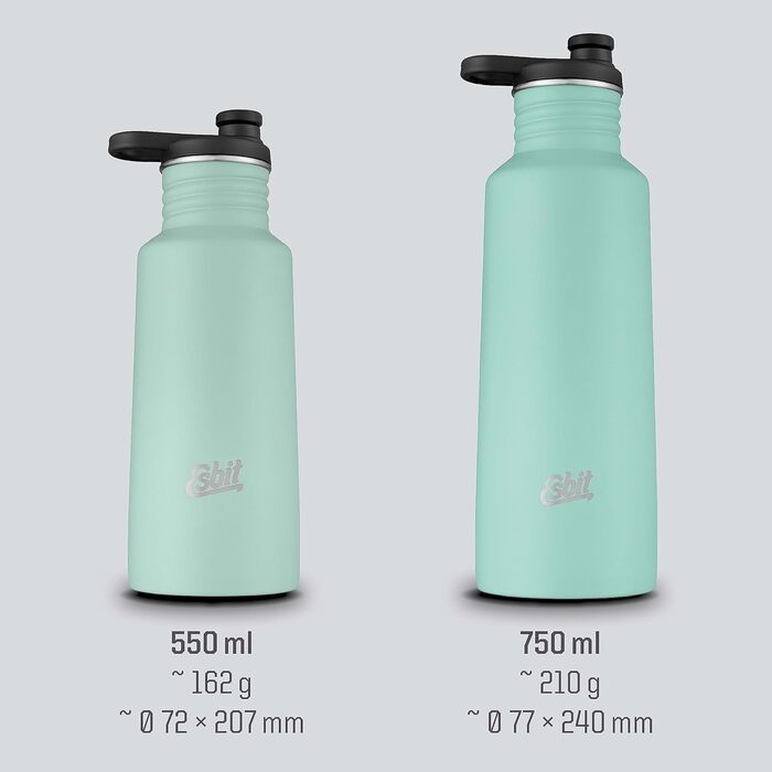 Пляшка для води 750 мл в - зі спортивною та петлевою застібкою - виготовлена з нержавіючої сталі (Sport & Loop Closure, 550 мл, Lind Green)