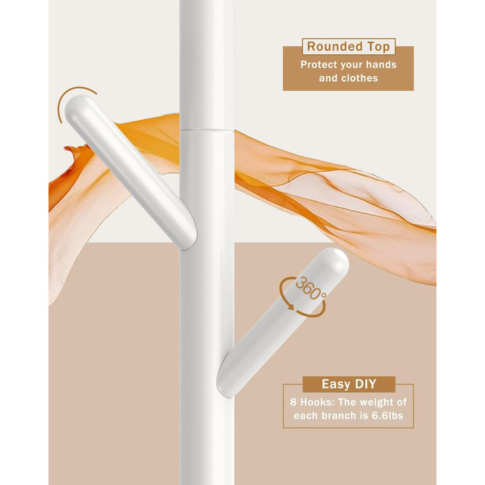 Дерев'яна вішалка для одягу Yawinhe, 180 см, 8 гачків, 3 рівня, для передпокою