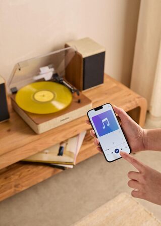 Програвач вінілових платівок з Bluetooth, USB, SD, MicroSD, MP3, темне дерево, PRO, салатовий