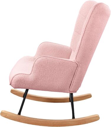 Крісло-гойдалка Liuyoyo з високою спинкою, комфортне крісло з м'яким сидінням, для спальні, офісу, читання, сучасний дизайн (Рожевий)