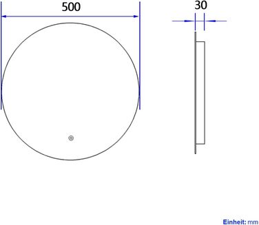 Круглий LED-дзеркало для ванної кімнати S'AFIELINA 60 см з підсвічуванням та сенсорним вимикачем, регульоване світло (тепле, нейтральне, холодне біле), 50x50 см