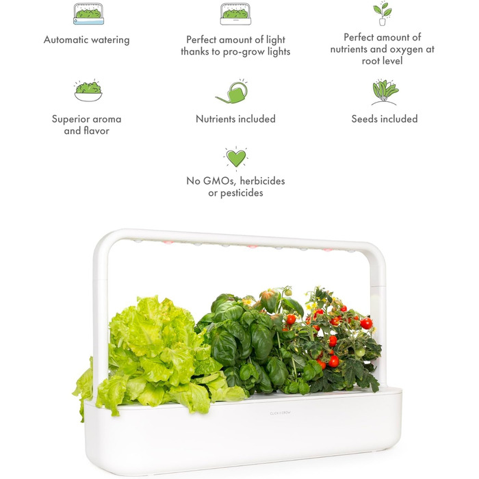 Click and Grow Indoor Garten: Розумний сад для вирощування зелені вдома з LED, 9 капсул (Бежевий)