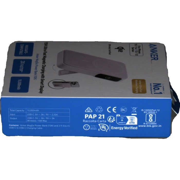 Вт MagSafe Powerbank, 10 000 мАг, дисплей і підставка, для iPhone 16/15/14/13, в т.ч. USB-C, 15