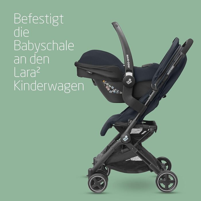 Дитяча коляска Maxi-Cosi Baby, 0-4 роки, до 22 кг, легка та компактна, 3 положення для сну, з плоскою лежачою поверхнею, складна, з ременем безпеки, чорна