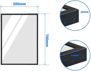 Круглий дзеркало Boromal Schwarz з реміннем, великий настінний дзеркало для ванної кімнати, вітальні, спальні, передпокою, 50x70 см
