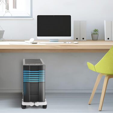 Підставка для комп'ютера Liitrton Mobiler - регульована, на коліщатках, білий колір