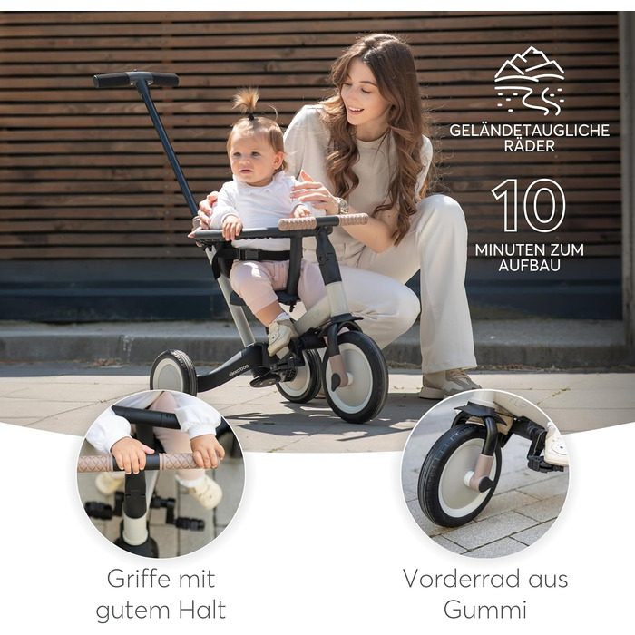 Триколісний велосипед KikkaBoo FLIP 5-в-1, з штовхальною ручкою, від 1 року до 5 років, армійсько-зелений