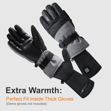 Електричні гріючі рукавички для жінок та чоловіків, USB, 3 режими нагріву, сенсорний екран, водонепроникні, чорні (XL/XXL)