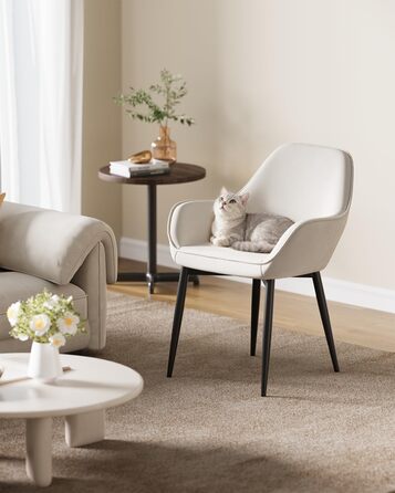 Крісло Eluchang для їдальні та кухні, з підлокітниками, оксамитове, на 4 шт., кремове