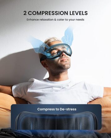 Масажер для очей RENPHO Eyeris 1 з пультом, підігрівом, вібрацією та Bluetooth, акумуляторний. Для сухих очей, подарунок для жінок та чоловіків (чорний)