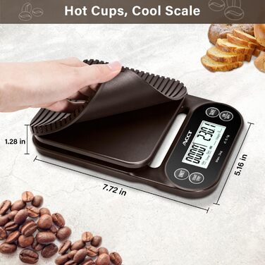 Ваги для кави з таймером – 3 кг/0,1 г, ваги для бариста для еспресо, приготування та кухонного використання, 4 одиниці, високоточні ваги з антиковзким покриттям
