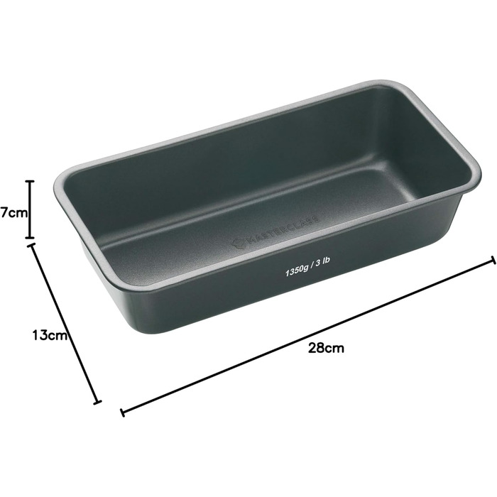Форма для випічки хліба MasterClass 900г з антипригарним покриттям PTFE, PFOA та BPA, з міцної вуглецевої сталі, 23x13 см, сіра, з захисним чохлом