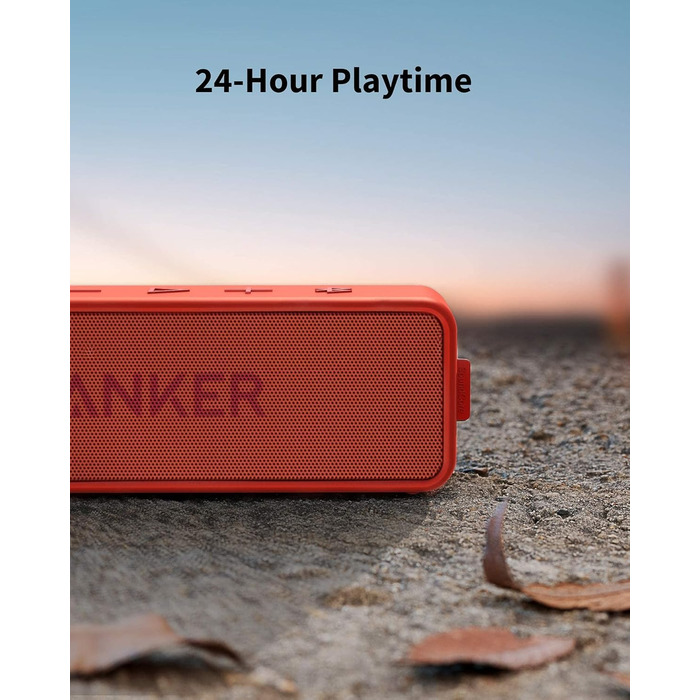 Портативна Bluetooth колонка Anker SoundCore 2, червона: потужний звук, глибокий бас, 24 год роботи, водонепроникність IPX7, сумісна з iPhone, Galaxy
