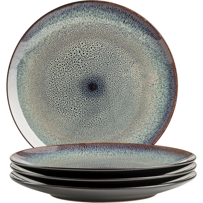Набір керамічного посуду на 4 персони з реактивною глазур'ю Green Brown, комбінований обідній сервіз з 20 предметів, керамограніт (обідня тарілка), серія 934100 Teona