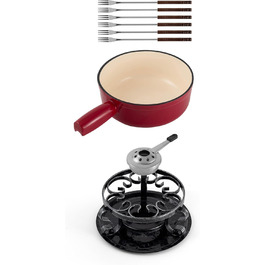 Swissmar Lugano Фондю-сет 9-ти частинний, чавун/нержавіюча сталь, вишневий, 2л, для м'яса, сиру та шоколаду, на 4 особи, подарунковий набір