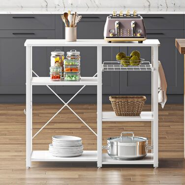 Стелаж кухонний Sogesfurniture з підставкою для мікрохвильової печі, чорний & горіх, 90x40x83 см