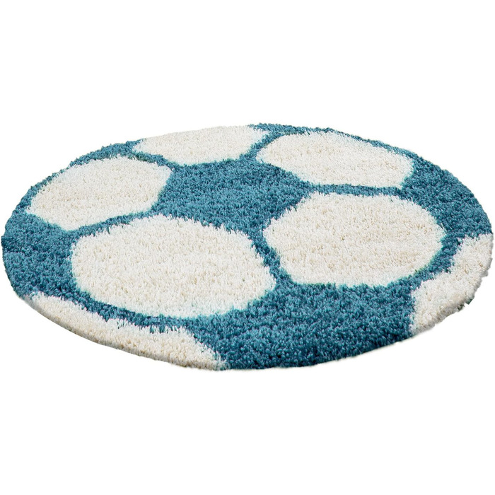 Дитячий килимок Carpettex Basketball Design - Волохатий килим дитяча для дівчаток і хлопчиків Super Soft Fluffy - круглий ігровий килимок Дитячий килимок Ігровий килимок Дитяча кімната (120 см круглий, бірюзовий)