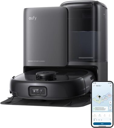 Робот-пилосос Eufy Omni E25 HydroJet з функцією миття, 20000Pa, Turbo-сила всмоктування, щітки DuroSpiral, CornerRover для кутів, станція All-in-One, для тварин та дітей