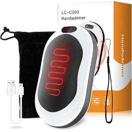 Електричний грілка для рук USB з акумулятором 10000mAh, 3 режими температури, для жінок та чоловіків, Outdoor, чорний