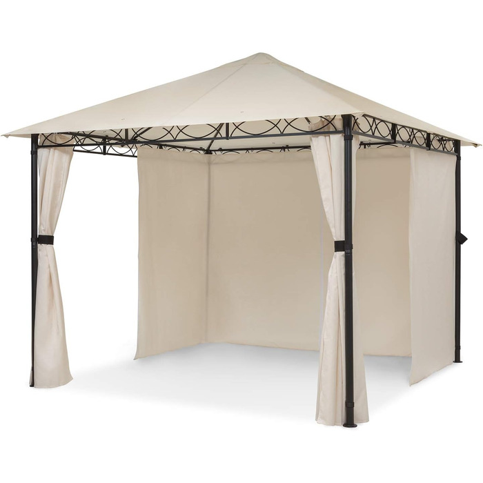 Альтанка садовий намет Pergola marquee, розмір 2,95 х 2,6 х 2,95 м (ШхВхГ), 4 бічні панелі, концепт EasyMount, захист від негоди УФ/вітер/дощ, бежевий