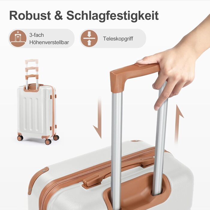 Набір валіз LEADZM 4 шт. з твердим корпусом (ABS), з колесами, для подорожей (бежево-коричневий, смугастий)