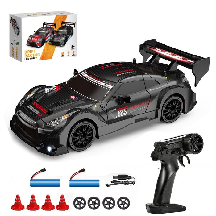 RC Машинка на радіокеруванні Drift Car 1:24, 4WD, 20 км/год, 2.4 GHz, LED, 2 акумулятори, чорна - для дітей