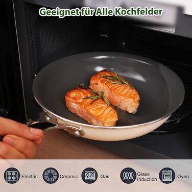 Набір каструль Cookersway: 20, 24, 28 см, керамічне покриття, без PTFE, PFOA, PFAs, для плити та духовки