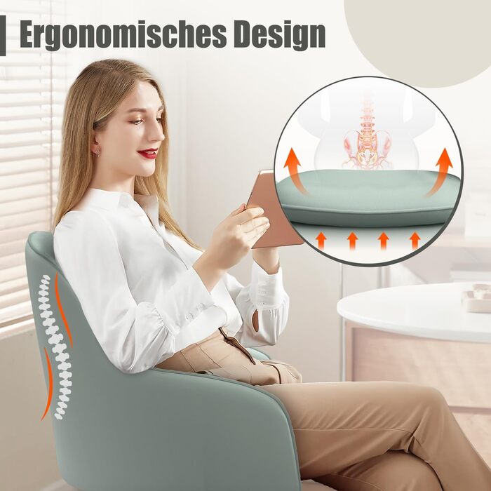 Крісло для робочого столу Daccormax, крісло для туалетного столика, обертове крісло до 150 кг, офісне крісло з регулюванням висоти, крісло для дому з м'якою оксамитовою оббивкою, комфортне для робочого кабінету, спальні, офісу, рожеве (темно-зелене)