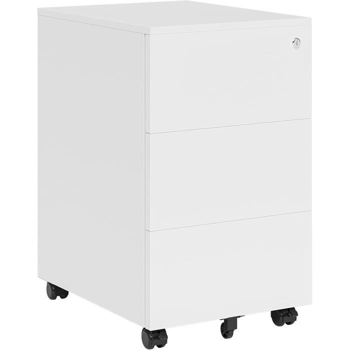 Контейнер на колесах STEELSØN з шухлядами Vespero, мобільний офісний шафчик, з можливістю замикання, 3 шухляди, білий, 65x39x50 см