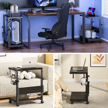 Регульована підставка для комп'ютера Tower, чорна, 44x30x44-59.5 см з ATX корпусом та місцем для зберігання