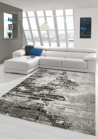 Килим-мрія дизайнера килим для вітальні сучасні абстрактні лінії коричнево-кремовий мелірований розмір (160x230 см, сірий)