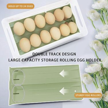 Організатор для яєць Virmate, 24 ячейки, зелений, для холодильника