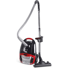 Пилсос Fakir Red Vac Power з мішком, 700W, з кабелем, HEPA фільтр H13, тихий двигун 69dB(A), мішок 3л, радіус дії 9м, чорно-червоний, циліндричний