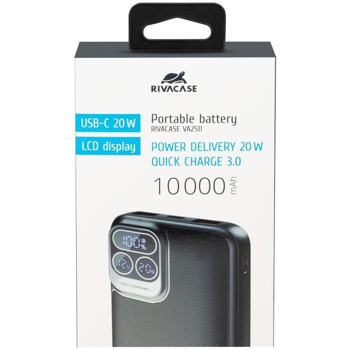 МАг, QC/PD 20 Вт, LCD дисплей, 1 вхід, 3 виходи, USB-C, сумісність з iPhone/Samsung/Huawei/iPad, 2511 Powerbank 10000