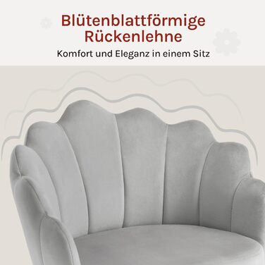 Крісло WOLTU для дому та офісу з м'якою спинкою у вигляді пелюсток, обертове, з регулюванням висоти, для робочого кабінету, спальні, сіре (велюр)